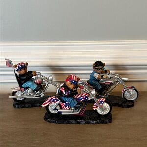3 The Hamilton Collection Faithful Fuzzies Bears Born To Ride Motorcycles